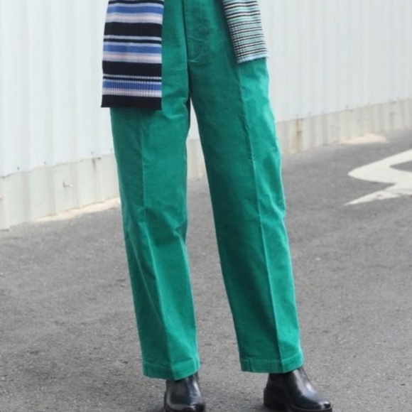 NWT Marni x Uniqlo Green Pleated Corduroy Pants Size XS - Picture 5 of 10